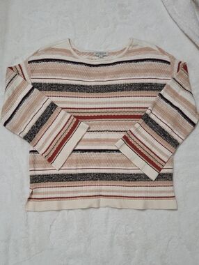 Liverpool Striped Crewneck Sweater in Cream, Rust, and Gray